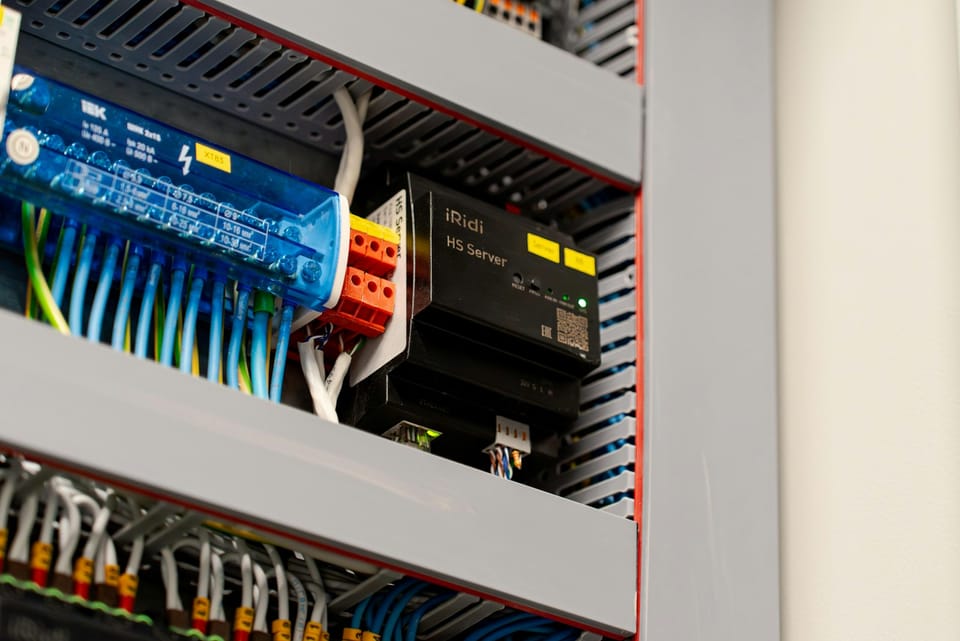 Network cables connected to a switch