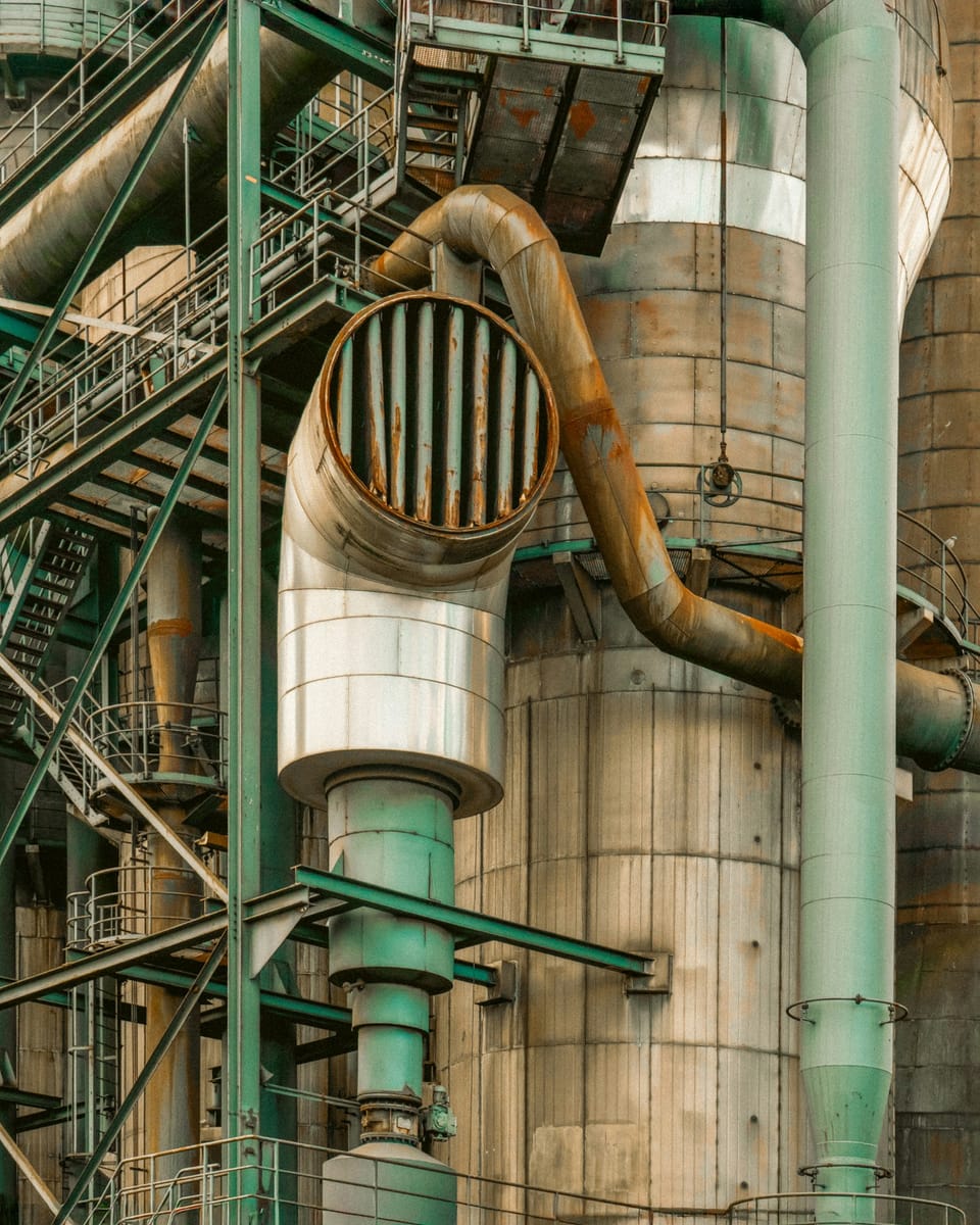 Large industrial pipe and flange