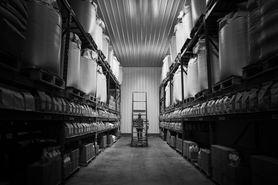 Aisle of stored manufacturing tools